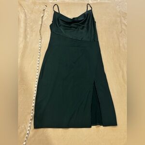 Green Cowl Neck Slip Dress with Front Slit
